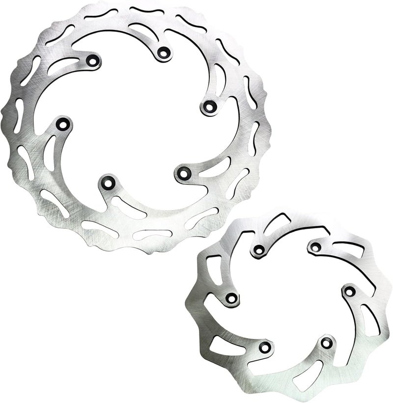 Vanlison Front & Rear Brake Disc Rotors Compatible with KTM 125 250 350 450 500 Husqvarna 125-501 FE TE FC Husaberg 125-570 TE GasGas 125-450 Motorcycle 10.2" 8.6" Brake Disc Rotors - Image 1